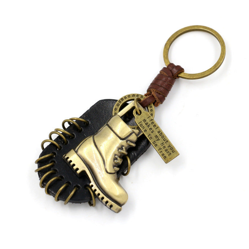 Wholesale Cowhide National Style Alloy Leather Boots Key Chain